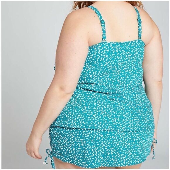 Lane Bryant Cacique Women’s Plus Size Two Piece Tankini Brief Teal with White Do - Picture 4 of 14